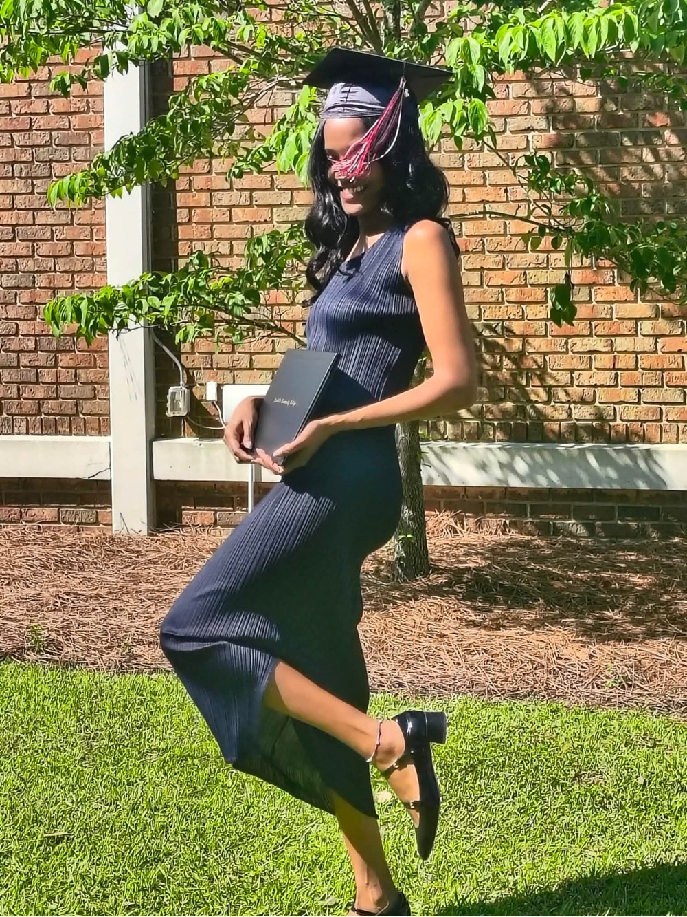Issey Miyake Black Pleated Midi Dress
